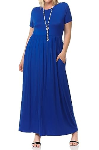 Pastel By Vivienne Women's Plus Size Maxi Dress With Pockets - Short Sleeve Casual & Wedding Guest Dress