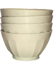 Mintra Unbreakable Plastic Bowl, CREAM 4pk - Medium, 750ml, 25oz, 5.5inW x 3inH - (Part Of A Set) - Salad, Snacks, Breakfast Cereal, Fruit, Popcorn, Soup, Colorful, Shatterproof, BPA Free