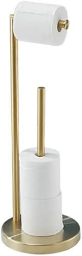 YUET Freestanding Toilet Roll Holder with Storage Gold