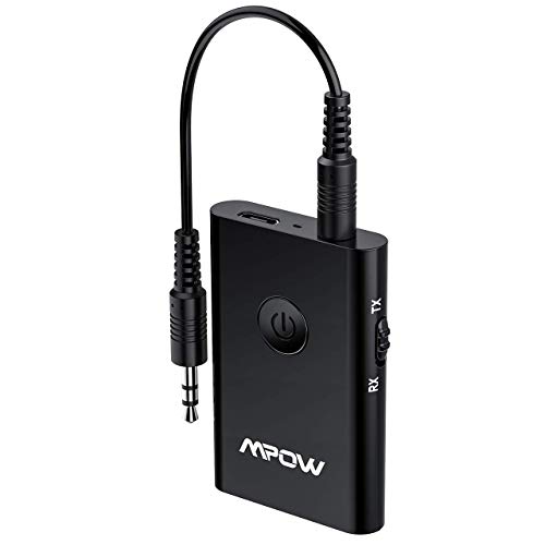 Mpow Bluetooth Transmitter and Receiver, 2-in-1 Wireless 3.5mm Bluetooth Adapter, Bluetootoh Transmitter for TV/PC, Bluetooth Audio Receiver for Car/Home Stereo System, 7 Hours Playing & Dual Link