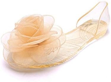 Creazrise Women Rose Transparent Transparent Non Slip Flat Shoes Beach Shoes Black