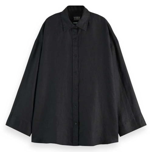 Scotch & Soda Linen Shirt, Camiseta Mujer, Negro, 36
