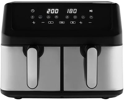 ProfiCook Friteuse à air chaud | Système de préparation simultanée | 9 litres | Friteuse à air chaud 2 compartiments | Frire sans graisse | Cuve avec anti-adhésif | Airfryer | PC FR 1296 H