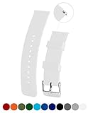 Silicone Watchband Strap,Quick Release, Soft Rubber Surface with Textured Non-slip Back, Waterproof & Washable, White, 18mm