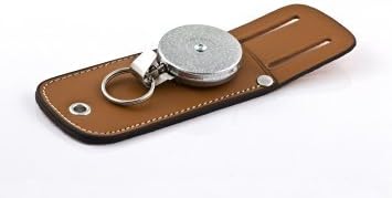 KEY-BAK 0009-102 24 Inch Stainless Steal Chain, Retractable Reel, Tool Pouch, Chrome, Brown Leather Pouch, With Key Hook