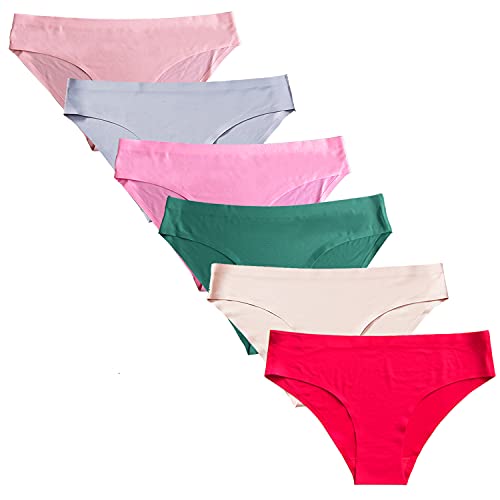 Women\'s Seamless Underwear No Show Bikini Briefs 6 Pack, 2F2GNB,L