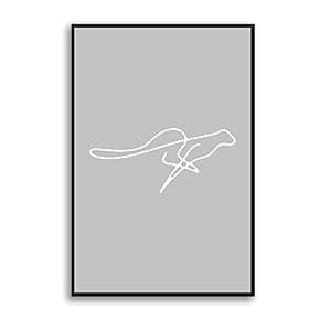 Framed Canvas Home Artwork Decoration Simple Stick Figure Canvas Wall Art for Living Room, Bedroom - 16x24 inches