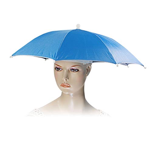Payanwin Outdoor Umbrella Hat Golf Fishing Camping Beach Rain Sun Folded Adjustable Blue Sports Head Umbrella Cap