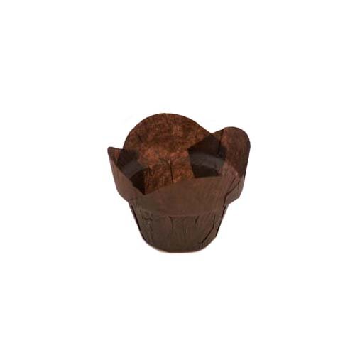 Novacart Brown Tulip Baking Cup-Round-Tip Step (150, Bottom diameter 2 inch, height 2 to 2.88 inch)