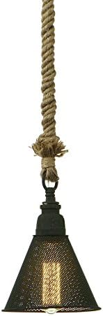 Industrial Ceiling Light Rope Pendant - Farmhouse Black/Gold Iron