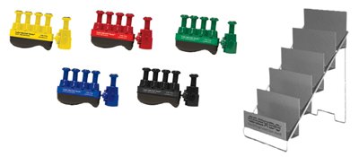 Digi-Flex Thumb - Set of 5 (1 Each: Yellow, Red, Green, Blue, Black), with Metal Stand