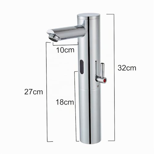 Gangang Touchless Tap, Automatic Tap, Table Tap with Infrared Sensor Automatic, for Washbasin and Sink with High Temperature Sensor, for Hot and Cold Water, DC Only …