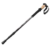 AGPtek Black Trekking Hiking Stick Pole alpenstock Adjustable telescoping Anti Shock Nordic Walking mountaineering (7075 Aluminum Cork grip Ergonomic)