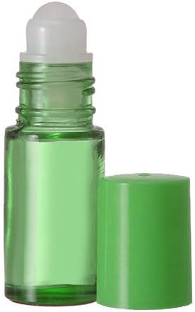 5 ml. Glass Roll on Bottle. Perfect for Essential Oils Aromatherapy, Perfume and Cologne. Plastic Roller. Pipettes Included (72 Bottles, Green)