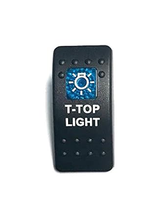 Euro Rocker Switch Cover with Text, Black with Blue Lens. Contura II, Fits Carling, Cole Hersee, Blue seas