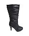 TOP Moda Womens Page-43 Mid Calf Round Toe Slouched High Heel Boots, Black 8