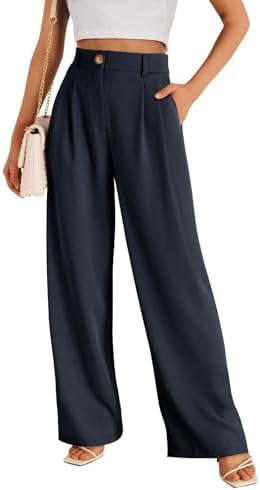 LILLUSORY Wide Leg Dress Work Pants Womens Palazzo Flowy 2025 Summer Spring  High Waisted Professional Business Office Interview Outfits Wear Trousers  Dressy Slacks Navy Blue price in UAE | Amazon UAE | kanbkam