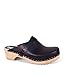 Sandgrens Swedish Low Heel Wooden Clog Mules for Women, US 7-7.5 | Tokyo Black Veg, EU 38