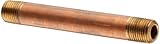 Red Brass Seamless Pipe Fitting, Nipple, Schedule 80, 1/8" NPT Male X 3" Length