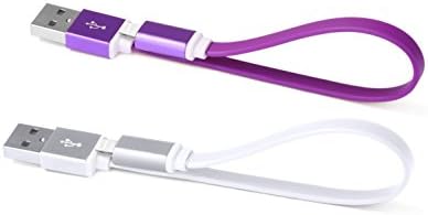 Lighting cable 2 pcs, COSMOCAT USB Short Flat Cable, 2 PACK high-speed USB to 8 Pin Lighting Charging Mini Cable with metal connector for iPhone and iPad (0.65 ft /0.2 m) (Violet &amp; White)