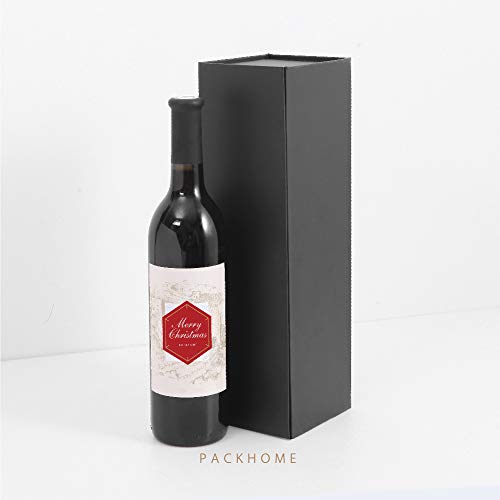 PACKHOME Wine Gift Boxes（13.5" x 4.5" x 4"）, Bottle Gift Boxes for Liquor and Champagne, Magnetic Closure Collapsible Gift Boxes (6 Boxes/Matte Black) - Thumbnail 2