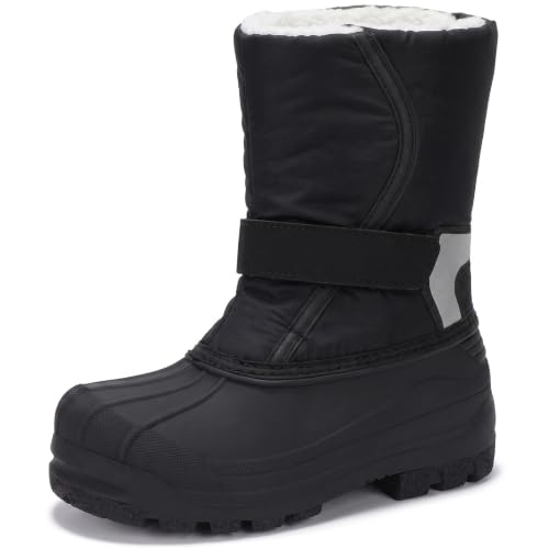 STQ KIDS Boys Girls Snow Boots Waterproof Winter Duck Boot All Black B4 at Amazon