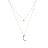 Lux Accessories Pave Star Crescent Moon Galaxy BFF Delicate Best Friends Necklace (2 PC)