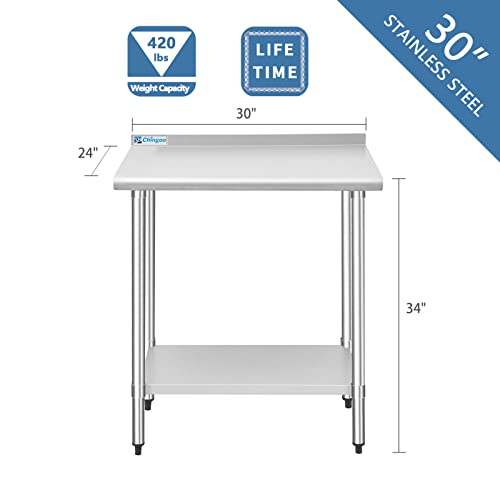 Chingoo Stainless Steel Table 24 x 30 Inches with Backsplash Commercial