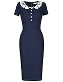 MUXXN Women's Vintage Floral Scoop Neck Formal Knee Length Pencil Dress