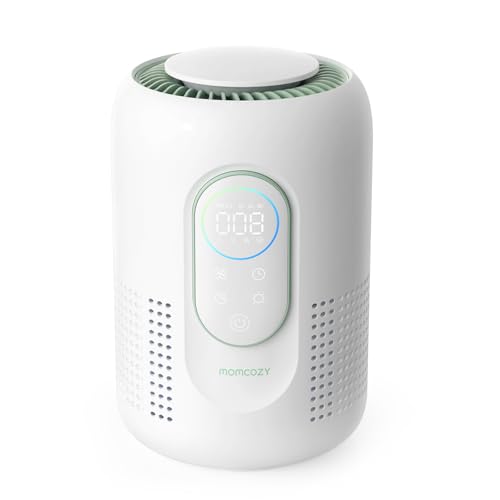 Momcozy Air Purifier for Home Bedroom Nursery, 4-in-1 Filter Baby Purifier with H13 HEPA & Carbon, Real-time PM2.5 Air Monitor, 4 Fan Speeds, 21dB Sleep Mode & Dimmable Night Light, for Home Pets Baby
