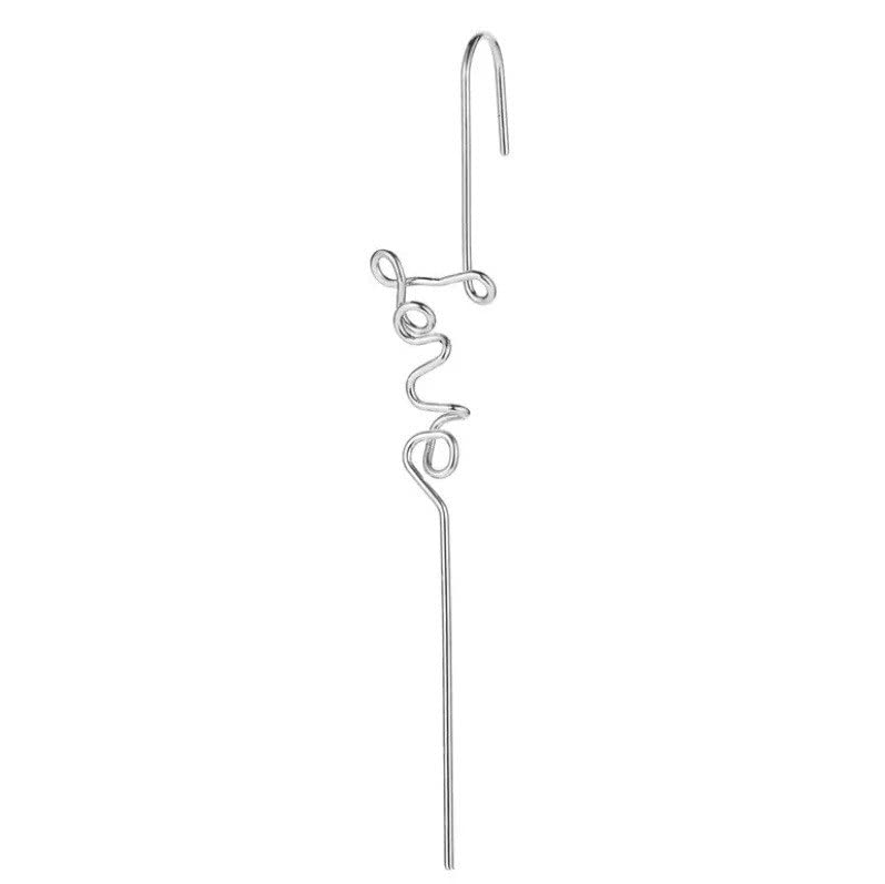 Andelaisi Letter Love Ear Cuff Wrap Crawler Earrings - Silver Long Piercing Personalized Ear Pin Jewelry for Women and Girls