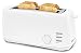 Elite Cuisine ECT-4829 Long Slot Cool Touch Toaster with Extra Wide 1.25" Slots for Bagels and Specialty Breads, Cancel, Reheat, Defrost, 6 Settings, Space Saving Design, 4 Slice, White