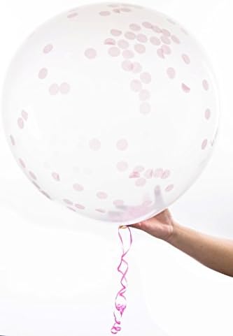 SHIMMER & CONFETTI 15 Pack Large Pink Confetti Balloons with 5 Pieces 36-inch Confetti-Filled Balloons, 5 Pieces 12-inch Confetti-Filled Balloons and 5 Pieces Metallic Balloons with Foil Confetti