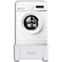 Washer Pedestal with Drawer, 24.8"Steel White Washing Machine Pedestal Base with Drawer Dryer Mini Refrigerator Stand Up…