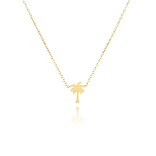 Coconut Tree Jewerly Necklace, Unpara Geometric Metal Stick Bar Tassel Alloy Necklace for Womens Girls (Gold)