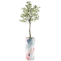 SIGNWIN Eucalyptus Tree with Pink, Blue & Gray Watercolor Brushstroke Splatter Vase Abstract Shapes Minimalism Zen Colorful Multicolor Ultra for Living Room, Bedroom, Office - X-Large 5 Feet (60