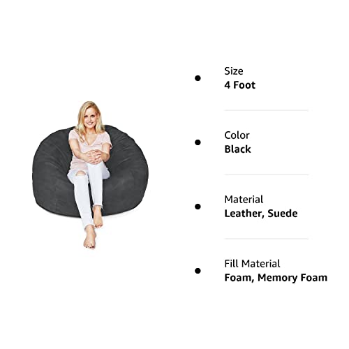 Lumaland Luxurious 4ft Bean Bag Chair with Microsuede Cover Ultra Soft, Foam Filling, Washable