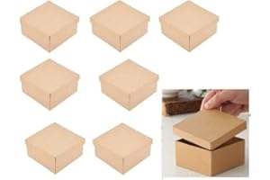 Factory Direct Craft Pack of 8 Paper Mache Square Boxes Premade Kraft Cardboard Square Papier Mache Gift Jewlery and Favor Boxes with Lids for DIY Painting and Decoupage (Size 4" x 4")