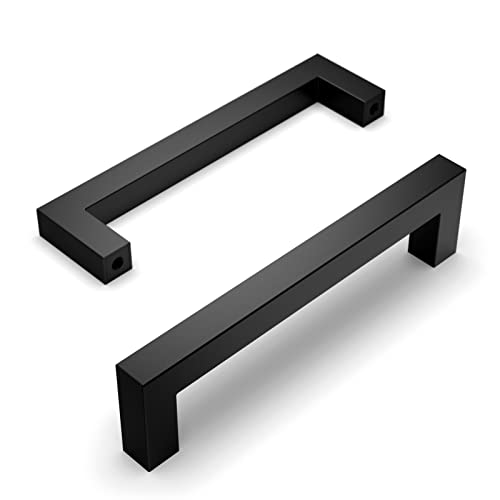 Amerdeco 15 Pieces Kitchen Handles 128 mm Black for Cabinets and Drawers – Stainless Steel Handles for Furniture and Sliding Doors