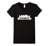 Womens Sacramento California Skyline T-Shirt Capital Hometown Gift Small Black