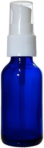 (12 Pack) 1 oz. Cobalt Blue Boston Round with White Cream Pump (20/400)