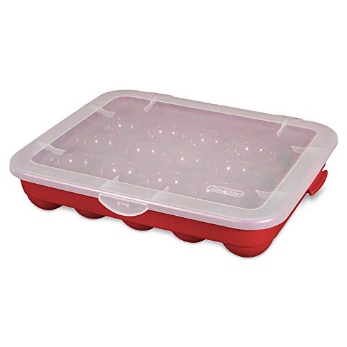 Sterilite 20 Compartment 3" Ornament Storage Case with Lid, Red (6 Pack)