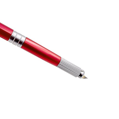 Tattoo Manual Pen Hand Tattoo Pen Professional Eyebrow Micro Needles Pen Handmade Tattoo Pen for Permanent Eyebrow Lip Color Red Professional Manual Eyebrow Tattoo Pen Blade