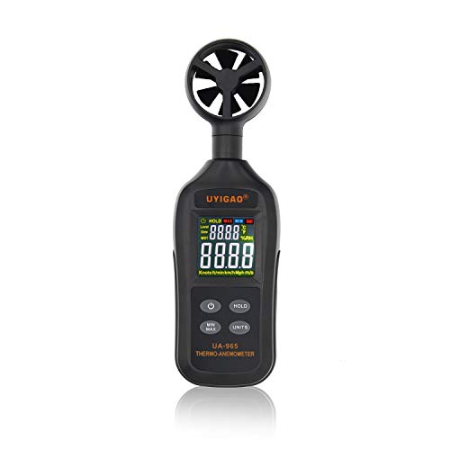 Handheld Digital Anemometer Wind Speed Meter for Measuring Wind Speed, Temperature with Back Light and Max/Min for Windsurfing Kite Flying Sailing Surfing Fishing