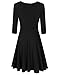MISSKY V Neck Black Dresses for Women Pullover Knee Length A Line Slim Long Sleeve Swing Cocktail Vintage Dresses for Women (S, Black Long Sleeve)