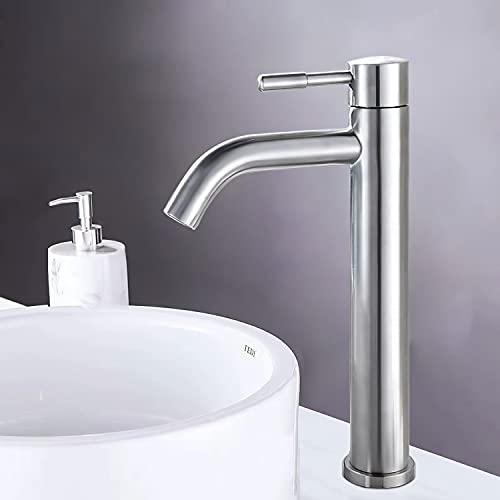 SOLVEX Mezcladora Monomando para Lavabo, Grifo para Lavabo de Baño, Mezcladora para Lavabo de Baño, Llaves para Lavabo Baño Acero Inoxidable con Líneas de Suministro, Acabado Satinado, SP-10022