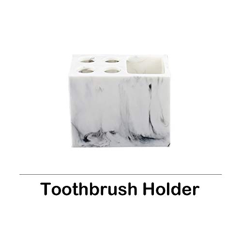 Jung Ford 5-Piece Bathroom Counter Top Accessory Set - Dispenser for Liquid Soap or Lotion, Soap Dish, Toothbrush Holder and 2 Tumblers, Marble Imitated Resin - Thumbnail 6