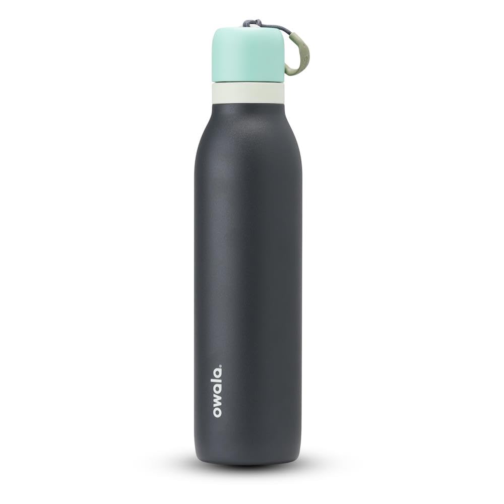 Owala FreeSip Twist Insulated Stainless Steel Water Bottle with Straw for Sports and Travel, 710ml, Blue, Grey (Foggy Tide)