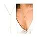 Lariat Gold Necklace for Women, Slip Chain Necklace Dainty Long Necklace 14k Gold Plated/Silver Y-Shaped Pendant Necklace Trendy Layered Beaded Chain Drop Necklaces Simple Gold Jewelry For Women Girls Gift