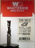 Whiteside Router Bits RD5150 Standard Spiral Bit with Down Cut Solid Carbide 1/2-Inch Cutting Diameter and 1-1/2-Inch Cutting Length